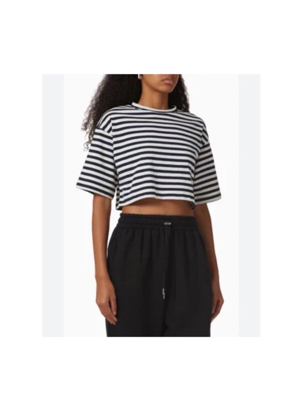 The Frankie Shop Black and White Striped Crop Tee